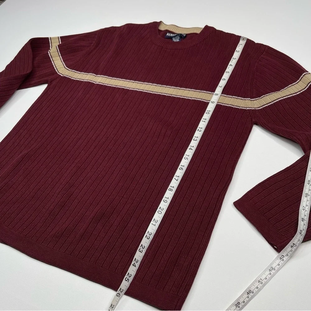Aeropostale Vintage Sweater Crew Neck Maroon Cable Knit Gorp Outdoor Office
